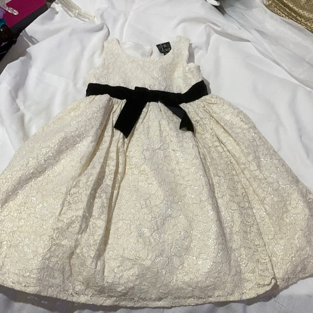 Pink & Violet 5 cream/gold dress w/black velvet